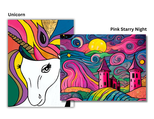 Unicorn and Pink Starry Mini Paint Party Bundle