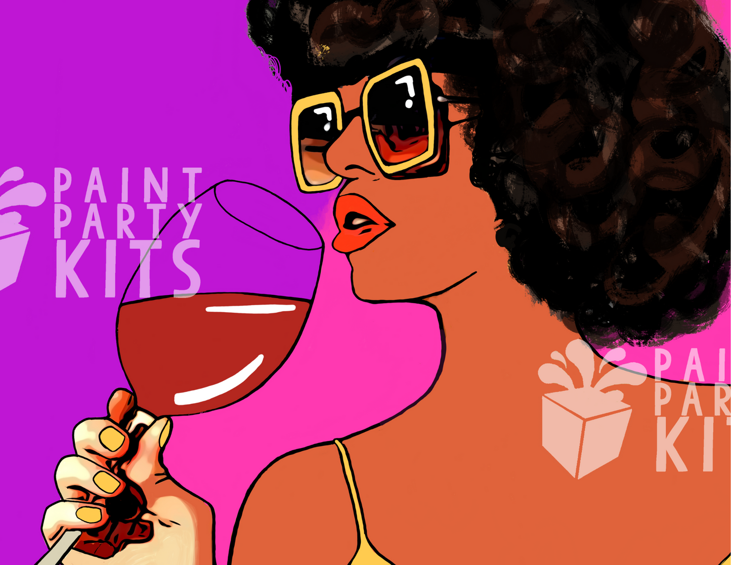 Afros & Wine Sip and Paint Kit